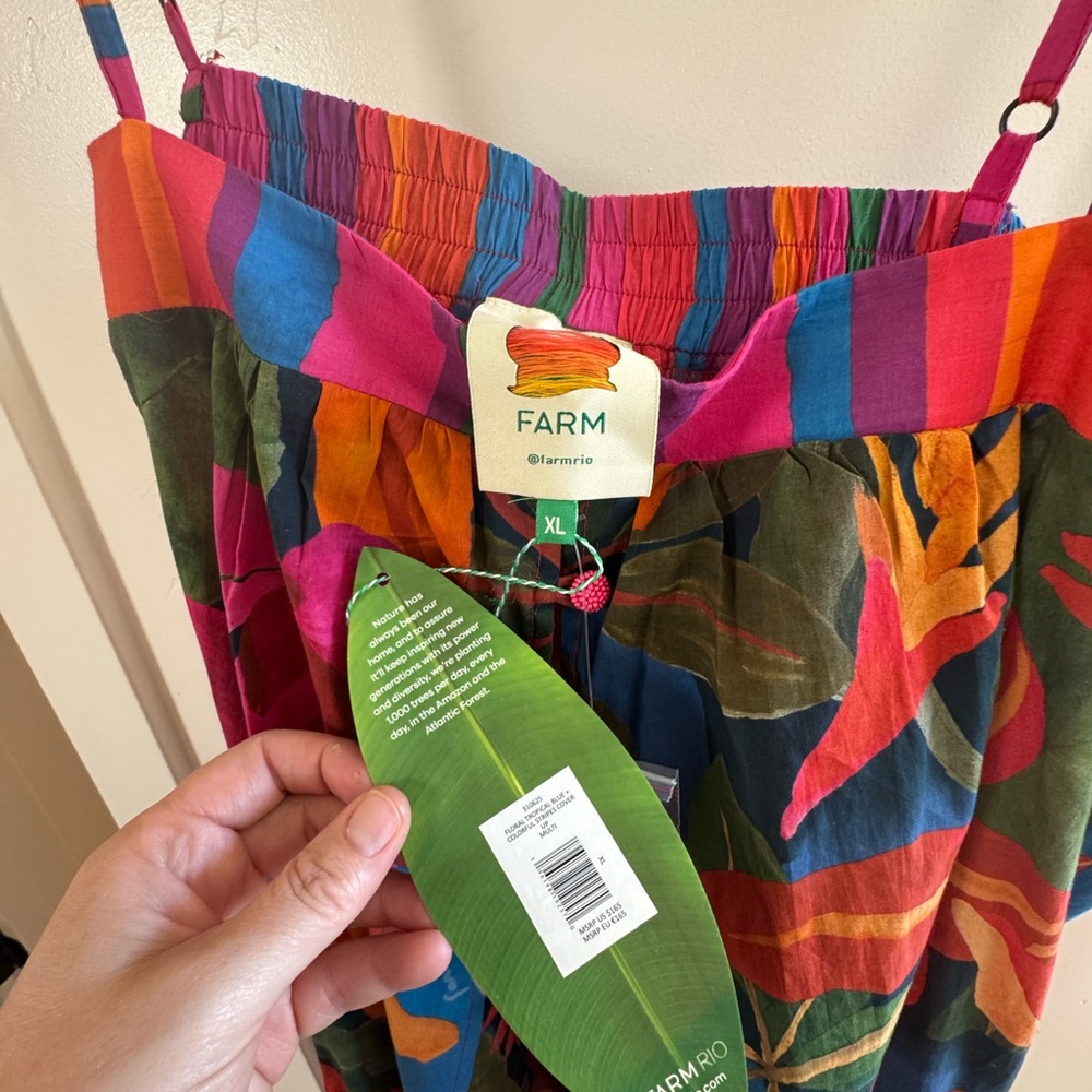 FARM Rio Colorful Striped Floral Cover Up NWT XL